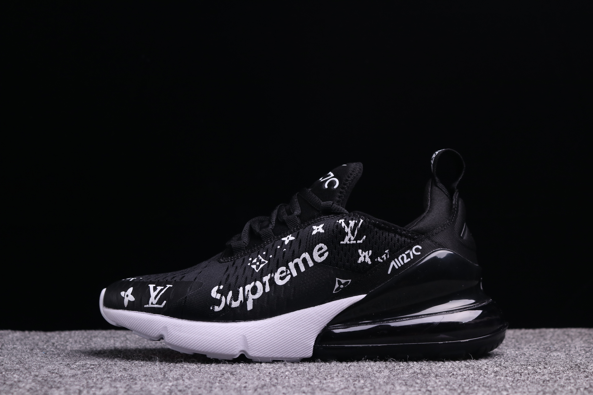 Women Supreme x Nike Air Max 270 Black L V White Shoes - Click Image to Close